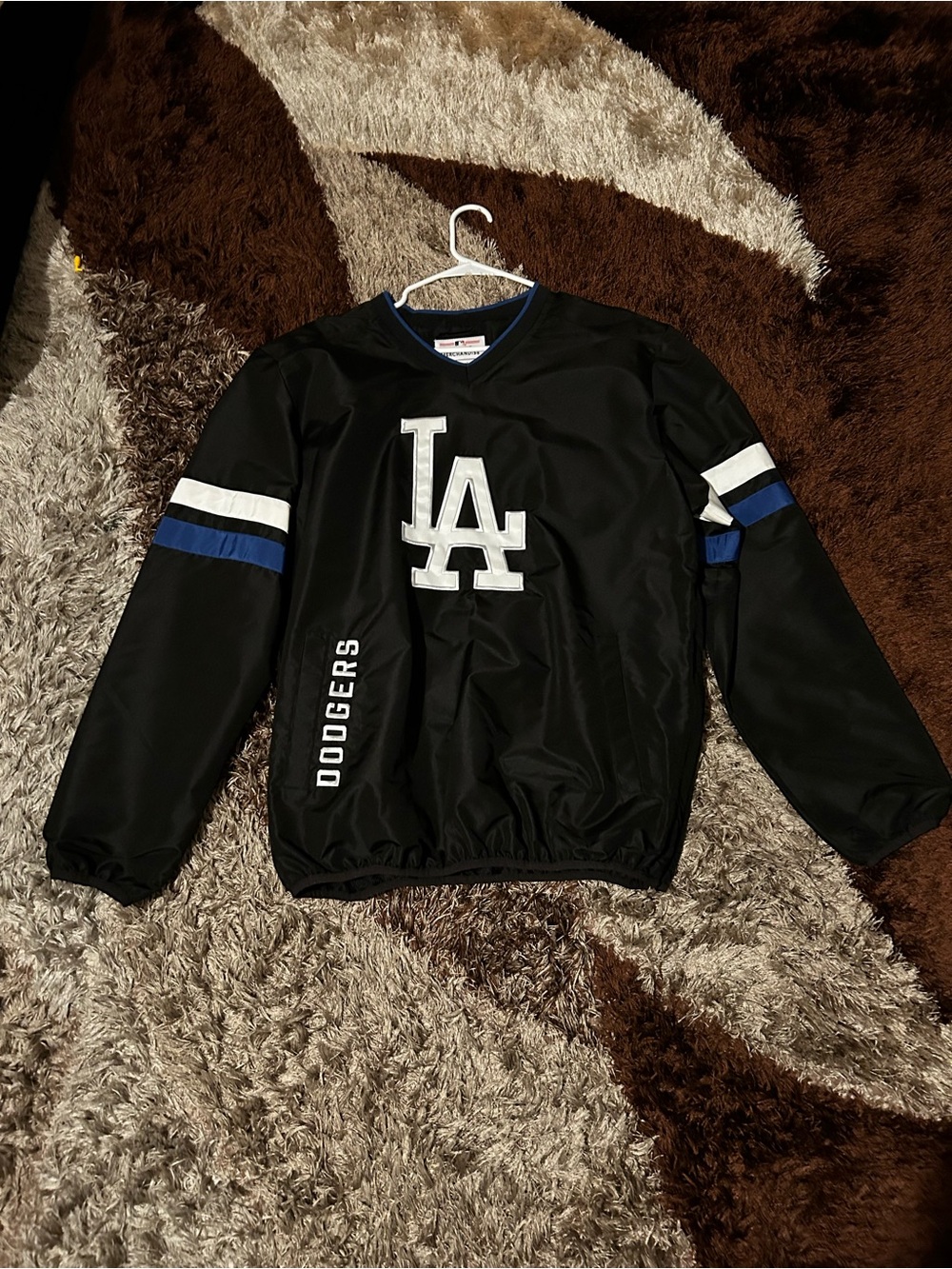 Los Angeles Dodgers Pullover Jacket - Black with White & Royal Blue